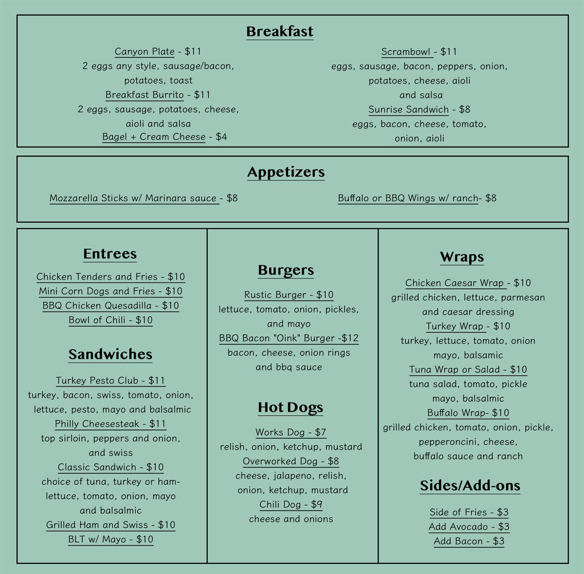 grill menu
